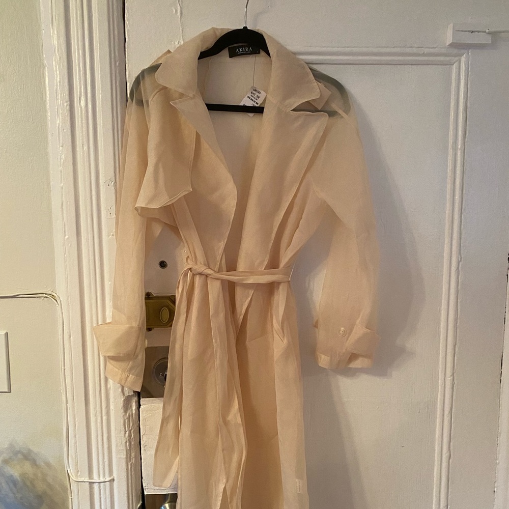 Akira Large chiffon trench, ivory, never worn